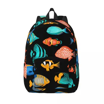 Tropikal Balık Sırt Çantası Unisex Seyahat Çantası Schoolbag Bookbag Mochila
