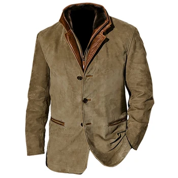 Vintage Erkek Ceket 2023 Sonbahar Kış Yeni Sıcak Erkek Giyim Giyim Moda Suni Deri Ceket Erkekler İçin Uzun Kollu Mont