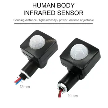 Mini İnsan Vücudu Kızılötesi Sensör Ultra ince Kızılötesi Vücut Hareket Sensörü Anahtarı LED projektör PIR Hareket Sensörü Ayarlanabilir