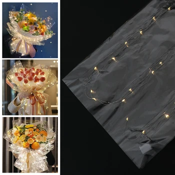 LED Çiçek Buketi Ambalaj Kağıdı Yaratıcı DIY Hediye Kağıdı Şeffaf Selofan Şeffaf Hediye Paketleme Çiçekçi Tedarikçisi Dekorasyon