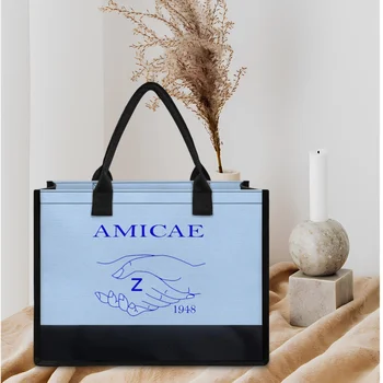 Lüks Tasarımcı Zeta Amicae Tote Çanta Dayanıklı Kolu Arkadaşlar Zeta Çanta Kadınlar için Parti Seyahat Tuval Rahat alışveriş çantası