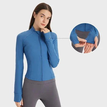 Lulu Marka İkameleri Tanımlamak Kırpılmış Ceket Nulu Bel Desteği yoga bluzu yürüyüş ceketi Sırt Desteği Dirsek