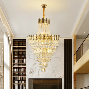 Lüks kristal Led kolye ışıkları Villa tavan oturma odası aydınlatma dekor avize kapalı otel merdiven asılı ışıklar fikstür