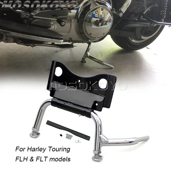 Krom Ayarlanabilir Merkezi Standı montaj donanımı Merkezi destek tutucu stand braketi Harley Touring FLH FLT Glide 2009-UP