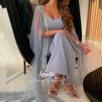 Lorrtta Akşam Elbise Glitter Şal Eid Al-fitr Lüks Mavi Grace Elbiseler Düğün Kadın kadın Uzun Zarif Parti Lüks