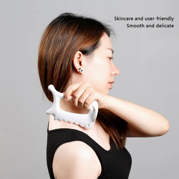 Beyaz Seramik Kazıma Kurulu Yüz Guasha El Tam Vücut Evrensel Tip Akupunktur Noktası Masajı Lenfatik Drenaj Masajı