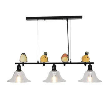 Iskandinav pastoral demir cam reçine kuş avize lambaları yemek odası oturma odası beyaz / siyah ışıklar