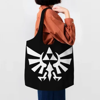 Kawaii Zeldas alışveriş çantası Geri Dönüşüm Oyun Oynamak Bakkaliye Tuval Alışveriş omuz çantaları fotoğraf Çanta