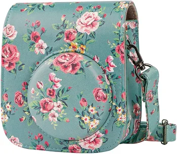 Fuji Anında Mini11 İçin uygun 12 9 8+8 Kamera çantası omuz askısı pembe mor Çiçek Seyahat çantası