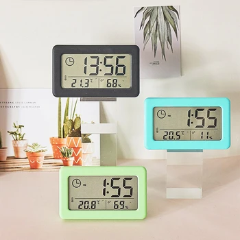 Renkli İskandinav Tarzı Saat Çocuk Odası Dijital Saat Termometre Higrometre Ekran Basit Moda Taşınabilir Saat Dijital