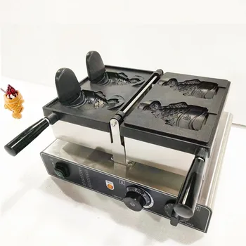 Makinesi Aperatif Ekipmanları Ticari Elektrikli 3 adet Açık Ağız Balık Şekli Waffle makinesi Taiyaki Maker Dondurma Koni Taiyaki