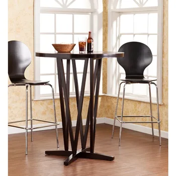 Modern yüksekliğe sahip bar masası, bar dokulu desen, koyu espresso, kauçuk ağacı
