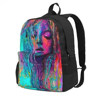 Rölyef-Renkli Sinirli Sanat 07 Sırt Çantaları Okul Gençler Kızlar İçin Seyahat Çantaları Renkli Soyut Psychedelic Trippy Lsd