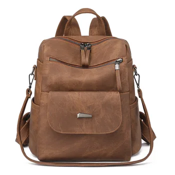 rahat okul sırt çantası kadın büyük kapasiteli deri sırt çantası lüks tasarımcı omuz çantaları moda Retro crossbody çanta 2024