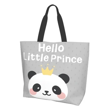 Tote Çanta Mutfak Kullanımlık Bakkal Torbaları Merhaba Küçük Prens Panda Baskılı Alışveriş Çantası Açık