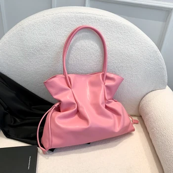 basit kadın çantası Büyük kapasiteli tote çanta moda Düz renk Kadın omuzdan askili çanta Tasarımcı Lüks Çanta kadın çanta Çantası
