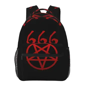 Rahat Yeni Basit Kadın gençler için sırt çantası seyahat omuz çantası 666 Şeytani Pentagram