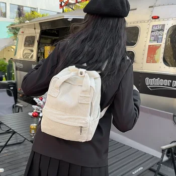Sırt çantası Kadife Küçük Mini Retro Basit Trend Sanat Popüler Tasarım Düz Renk Kız Öğrenci Alışveriş Eğlence Seyahat Tüm Maç