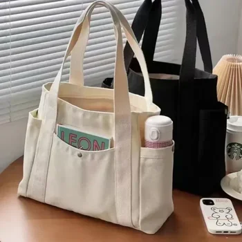 Yeni Büyük Kapasiteli bez alışveriş çantası İş Commuting Taşıma Muhtasar Çanta Kolej Tarzı Öğrenci Kıyafet Kitap omuzdan askili çanta