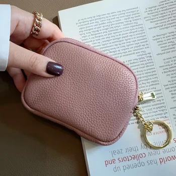 Kadın Debriyaj bozuk para cüzdanı Moda Basit Hakiki Deri küçük cüzdan kart tutucu Organizatör Çanta Mini Fermuar Sevimli Para Çantaları