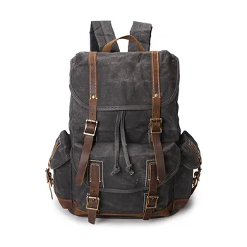 Erkek Açık Omuz Rahat okul çantası Büyük Kapasiteli seyahat sırt çantası Tuval Deri Tırmanma Çantası okul çantası laptop çantası
