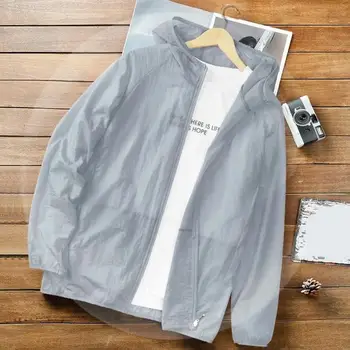 Büyük Hırka Tasarım Gevşek Suya Dayanıklı Erkek Spor Kapşonlu güneş koruma giyimi Güneş Koruyucu ceket Anti-UV