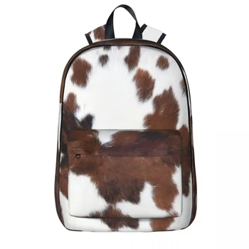 Inek Noktalar, Hayvan Derisi Kürk Sırt Çantaları Öğrenci Kitap çantası omuzdan askili çanta Laptop Sırt Çantası Rahat Seyahat Sırt Çantası Çocuk okul çantası