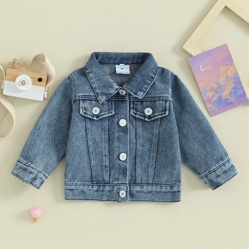 BeQeuewll Bebek Kız Erkek LİL SİS Denim Ceket-Sonbahar için mavi 0-18 ay boyunca küçük modacınız için Mükemmel