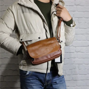 Vintage Yeni Marka Tasarımcısı erkek postacı çantası Rahat Crossbody Çanta Küçük Deri Omuz Sling Günlük Telefon