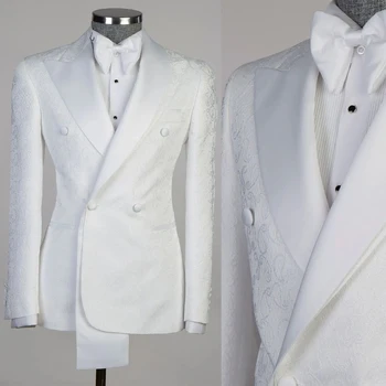 Moda Jakarlı Düğün erkek Takım Elbise Zarif 2 Adet Rahat Slim Fit Özel Damat Resmi Günler Boyutu Özelleştirilmiş