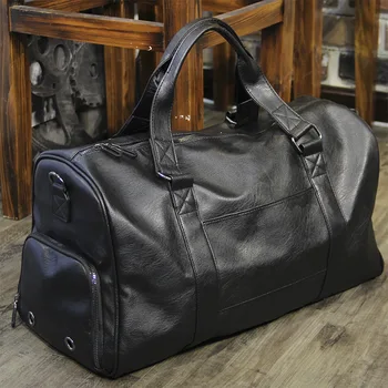 Moda Deri erkek silindir seyahat çantası kuru ıslak ayırma İş Çanta Büyük Kapasiteli Bagaj Çantası Trend Erkek spor çanta
