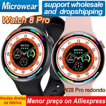 W28 PRO Redondo Smartwatch Erkekler NFC BT Çağrı Kablosuz Şarj Yuvarlak Ekran Kadınlar için İzle 8 Pro akıllı saat