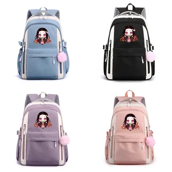 Anime Mochila iblis avcısı Kamado Nezuko Sırt Çantası Öğrenci Schoolbag Kadın INS Sırt Çantaları Rahat Omuz Seyahat Çantaları